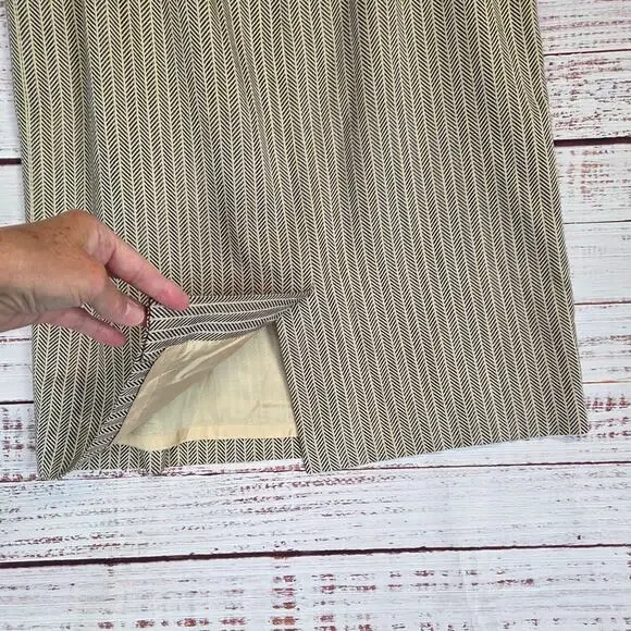 Escade Wool Silk Blend Skirt Sz 10 Tan Chevron Twill Slit Pockets Career Office